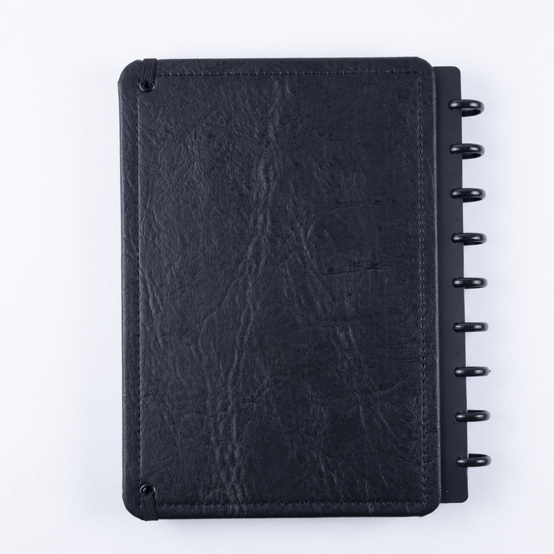 CADERNO DISKÔ COURO BLACK M