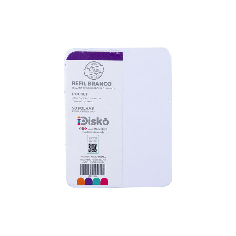 REFIL DISKÔ 50 FLS BRANCAS POCKET