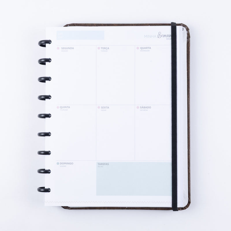 CADERNO PLANNER DISKÔ COURO BROWN M
