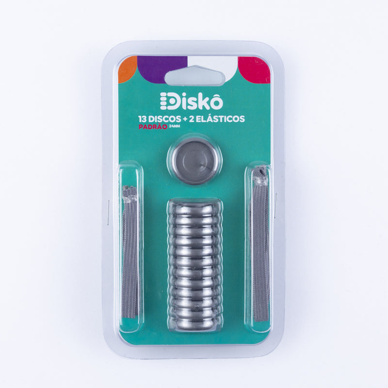 KIT 13 DISCOS + ELASTICO CINZA CHUMBO 24MM