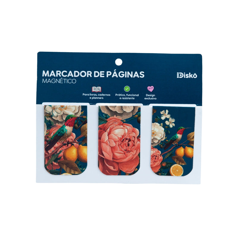MARCA PAGINAS MAGNETICO FLOWERS BIRD