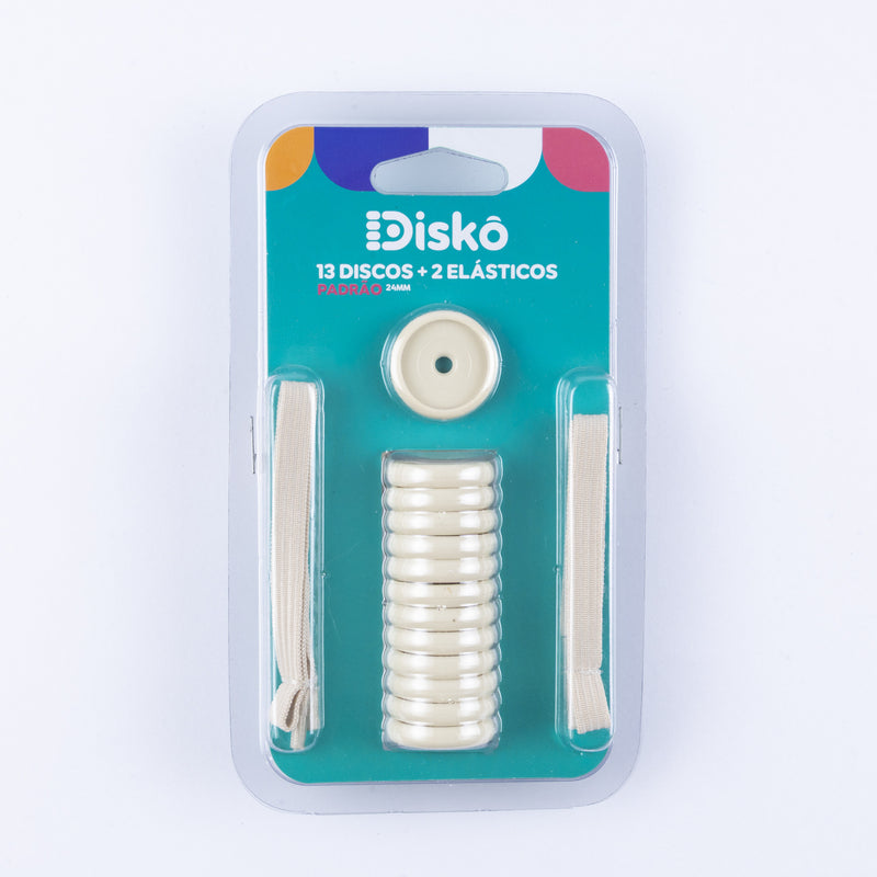 KIT 13 DISCOS + ELASTICO BEGE 24MM