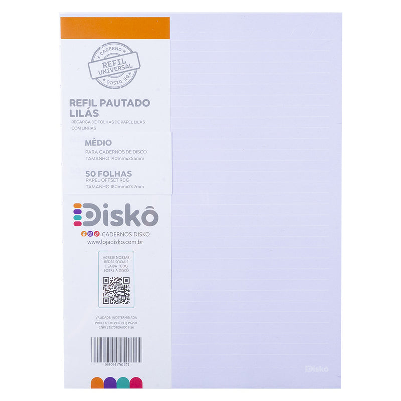 REFIL DISKÔ 50 FOLHAS COLOR LILAS M
