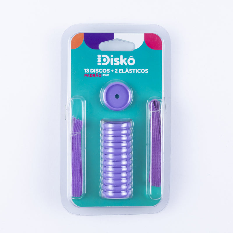 KIT 13 DISCOS + ELASTICO LILAS PASTEL 24MM
