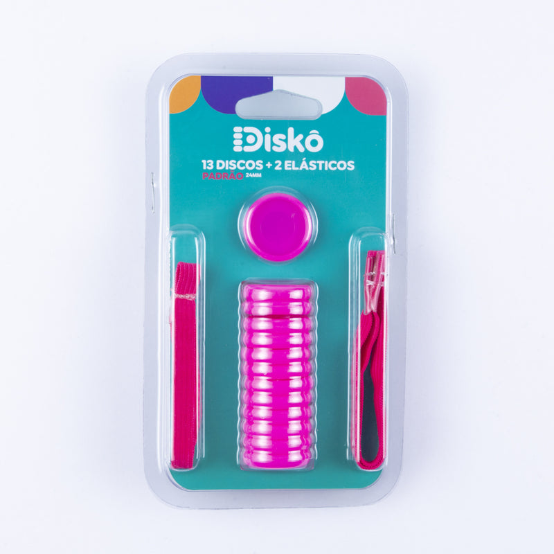 KIT 13 DISCOS + ELASTICO PINK 24MM