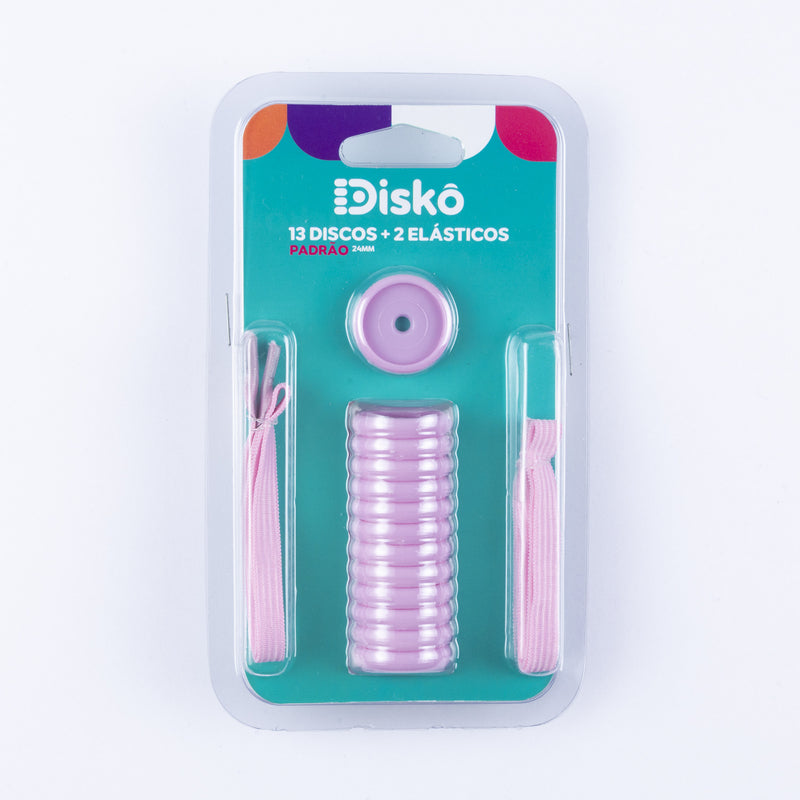 KIT 13 DISCOS + ELASTICO ROSA BALLET 24MM