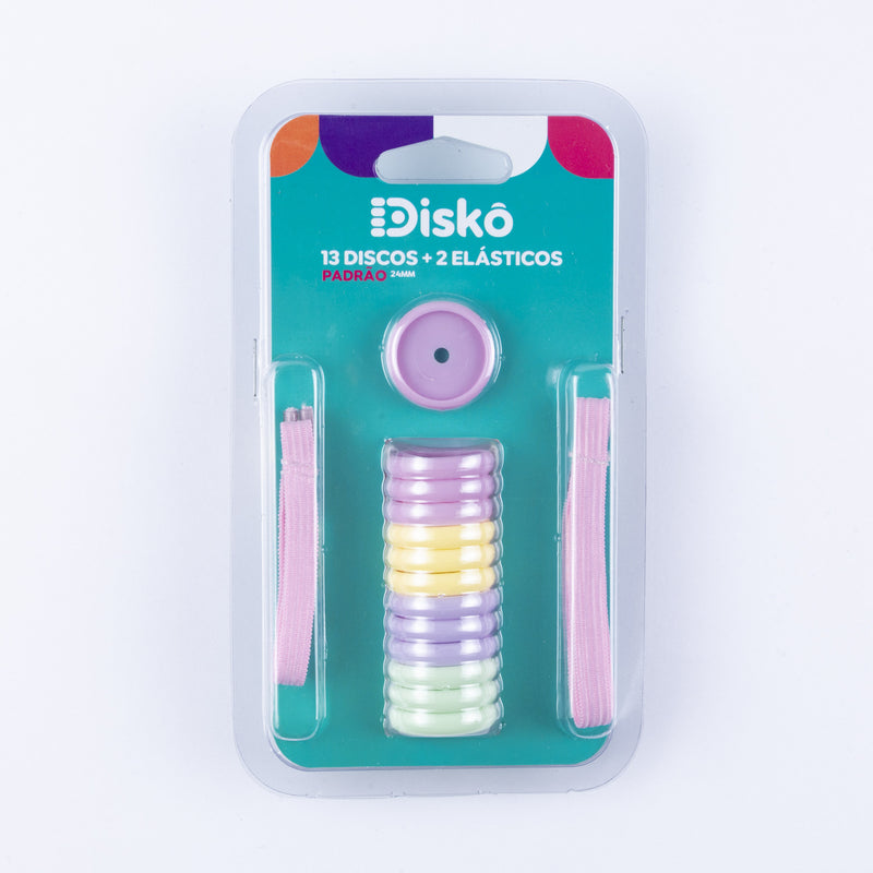 KIT 13 DISCOS + ELASTICO TONS PASTEIS 24MM