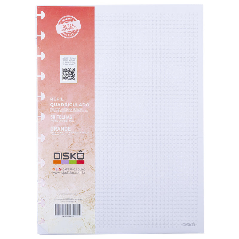 REFIL DISKÔ 50 FLS QUADRICULADAS G
