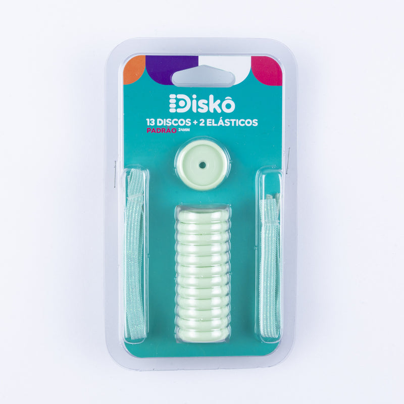 KIT 13 DISCOS + ELASTICO VERDE CLARO 24MM