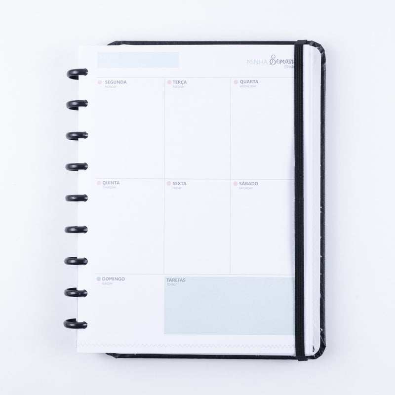 CADERNO PLANNER DISKÔ COURO BLACK M