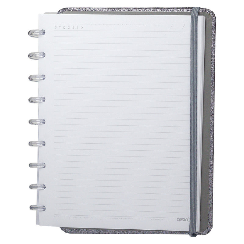 CADERNO DISKÔ SHINE PRATA M