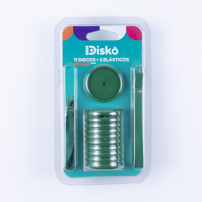 KIT 11 DISCOS + ELASTICO VERDE BANDEIRA 35MM