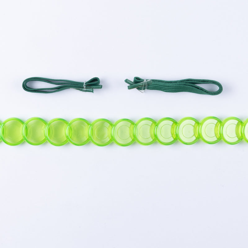 KIT 13 DISCOS + ELASTICO VERDE NEON TRANSLUCIDO 24MM