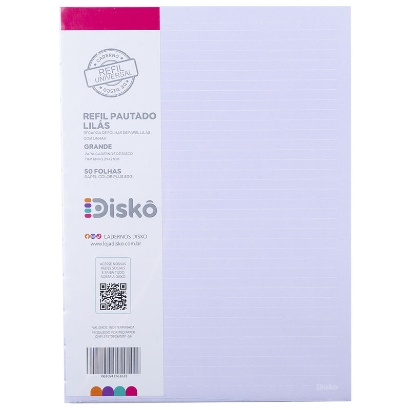 REFIL DISKÔ 50 FOLHAS COLOR LILAS G