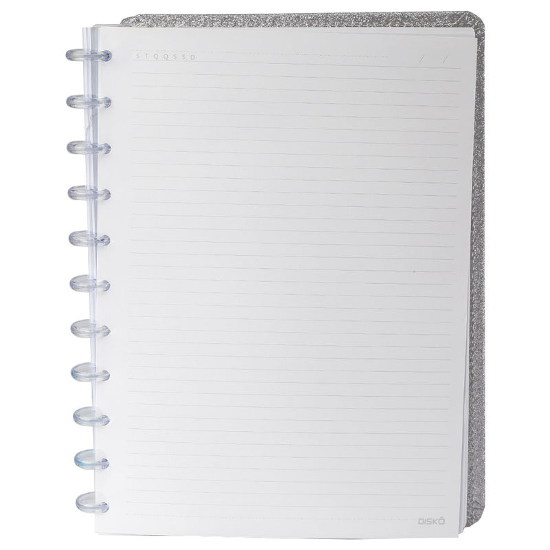CADERNO DISKÔ SHINE PRATA G