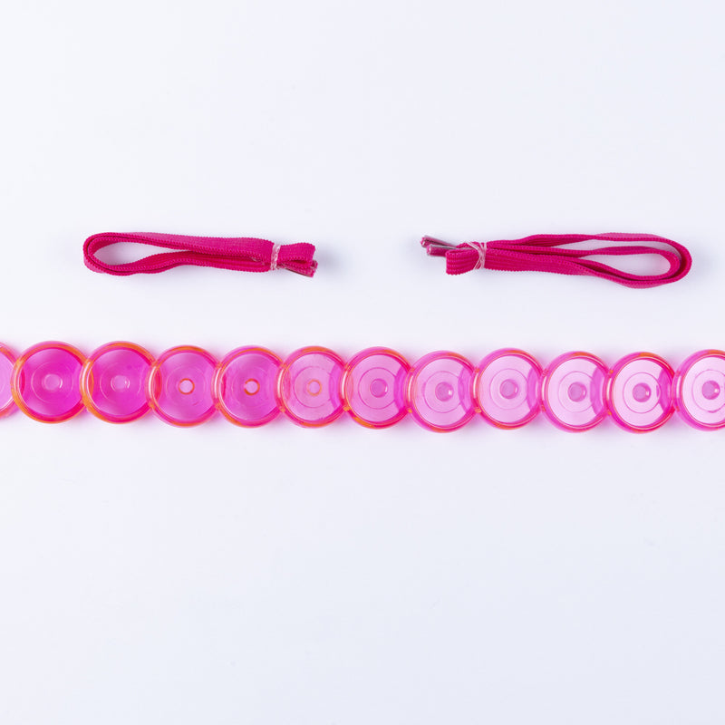 KIT 13 DISCOS + ELASTICO ROSA NEON TRANSLUCIDO 24MM