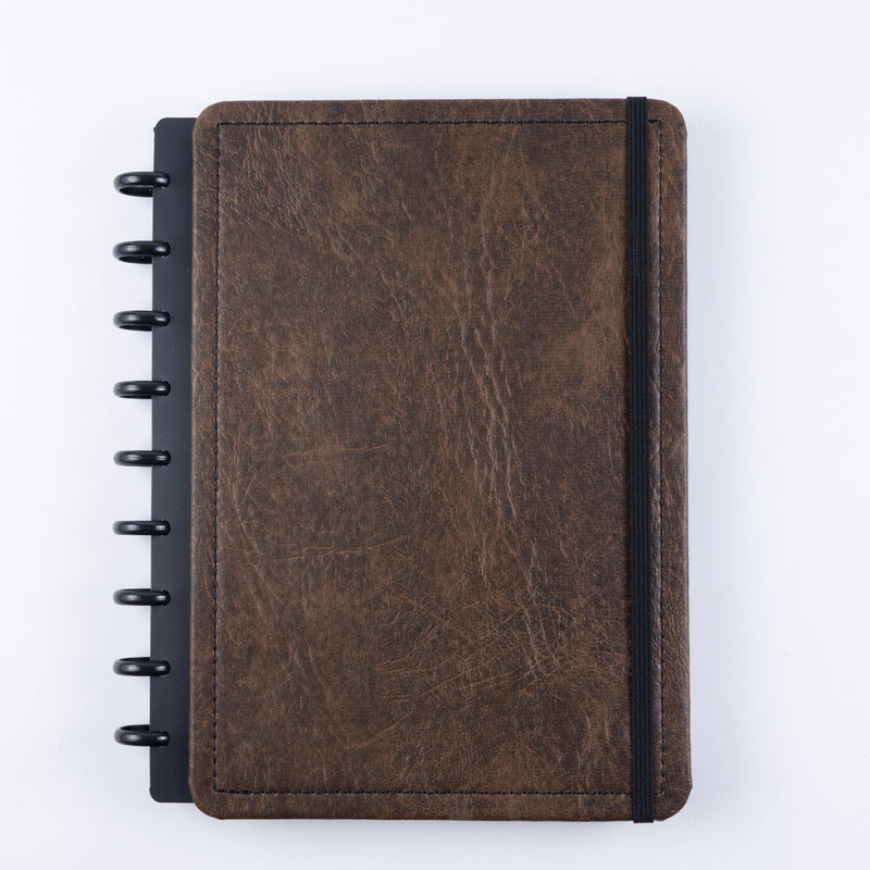 CADERNO DISKÔ COURO BROWN M