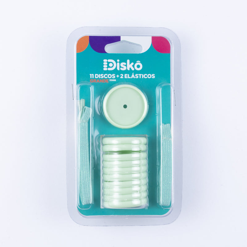KIT 11 DISCOS + ELASTICO VERDE CLARO 35MM