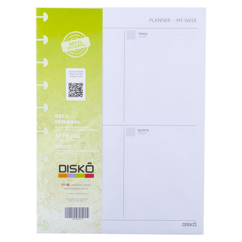REFIL DISKÔ 50FLS PLANNER SEMANAL PB M