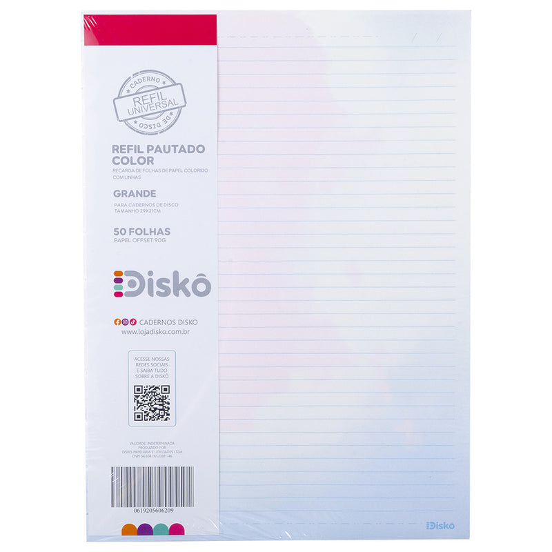 REFIL DISKÔ 50 FLS PAUTADAS COLORIDO G