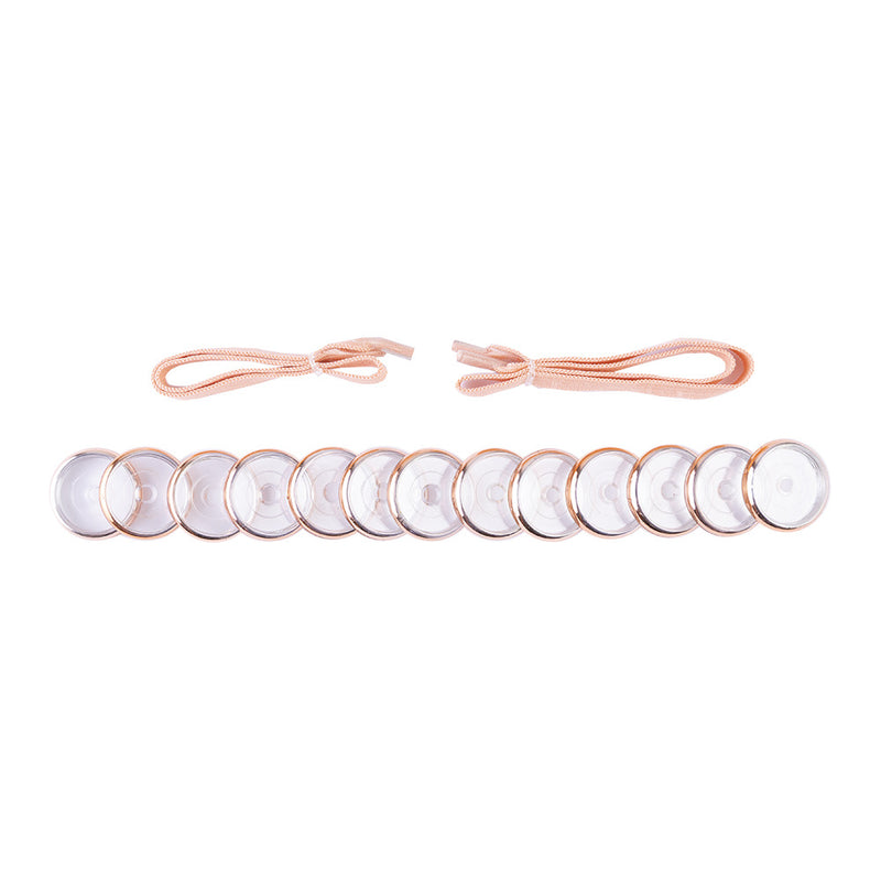 KIT 13 DISCOS + ELASTICO METALIZADO ROSE 24MM