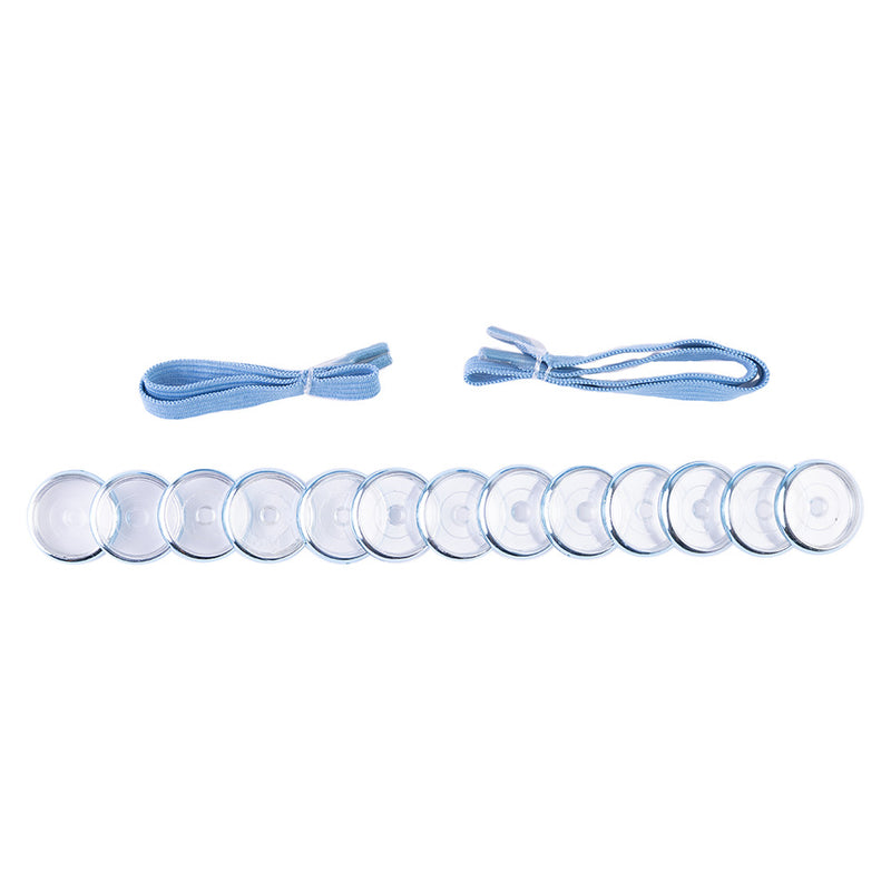 KIT 13 DISCOS + ELASTICO METALIZADO LIGTH BLUE 24MM