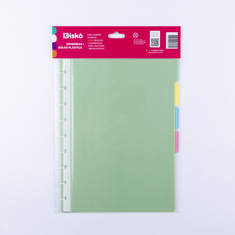 KIT DIVISORIA PAPEL COLOR + BOLSA PLASTICA  M