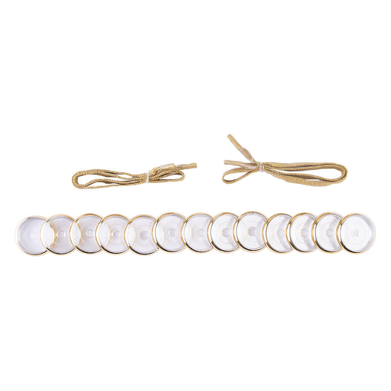 KIT 13 DISCOS + ELASTICO METALIZADO GOLD 24MM