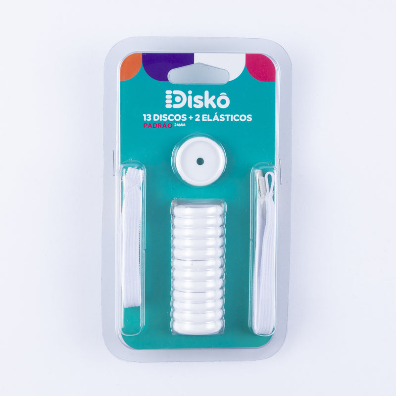 KIT 13 DISCOS + ELASTICO BRANCO 24MM