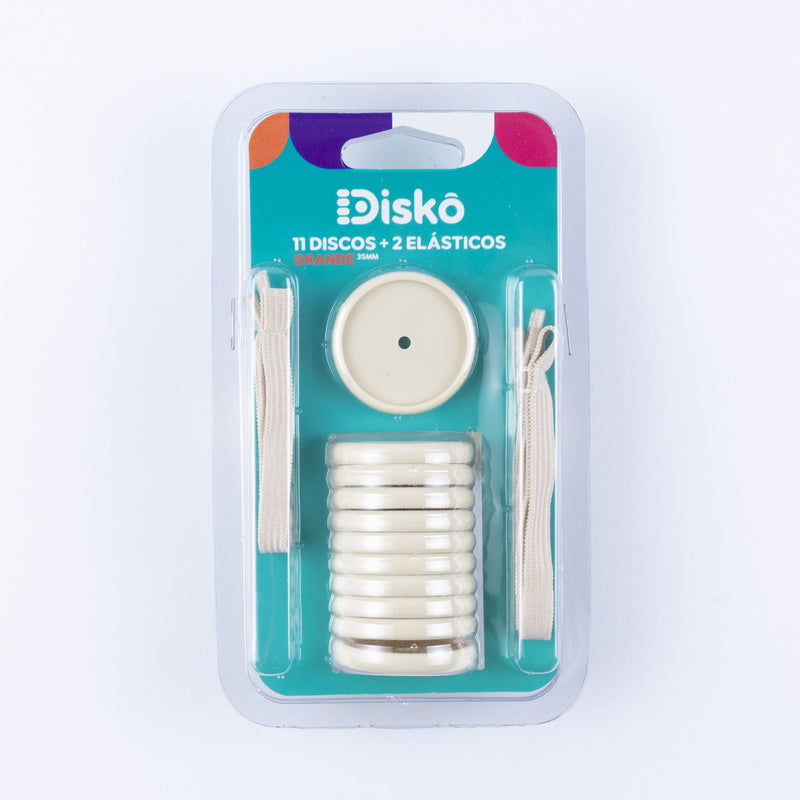 KIT 11 DISCOS + ELASTICO BEGE 35MM
