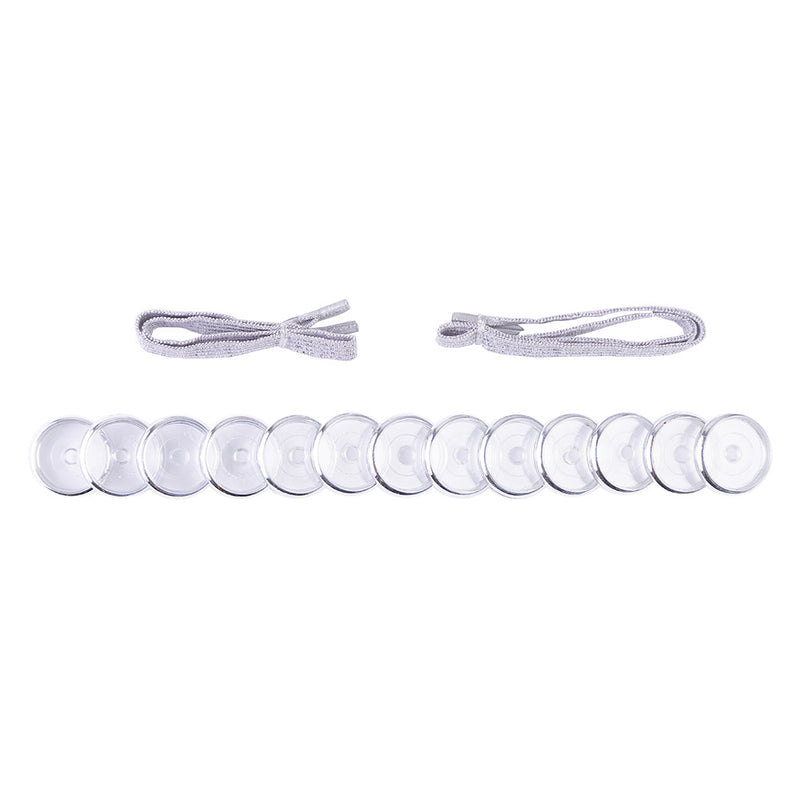 KIT 13 DISCOS + ELASTICO METALIZADO SILVER 24MM