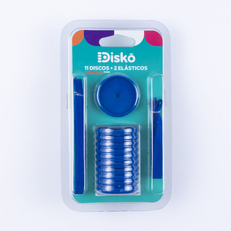 KIT 11 DISCOS + ELASTICO AZUL ROYAL 35MM