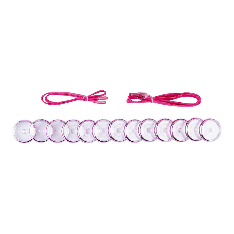 KIT 13 DISCOS + ELASTICO METALIZADO ROSA CLARO 24MM