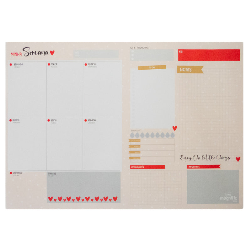PLANNER DE MESA - CORAÇÕES