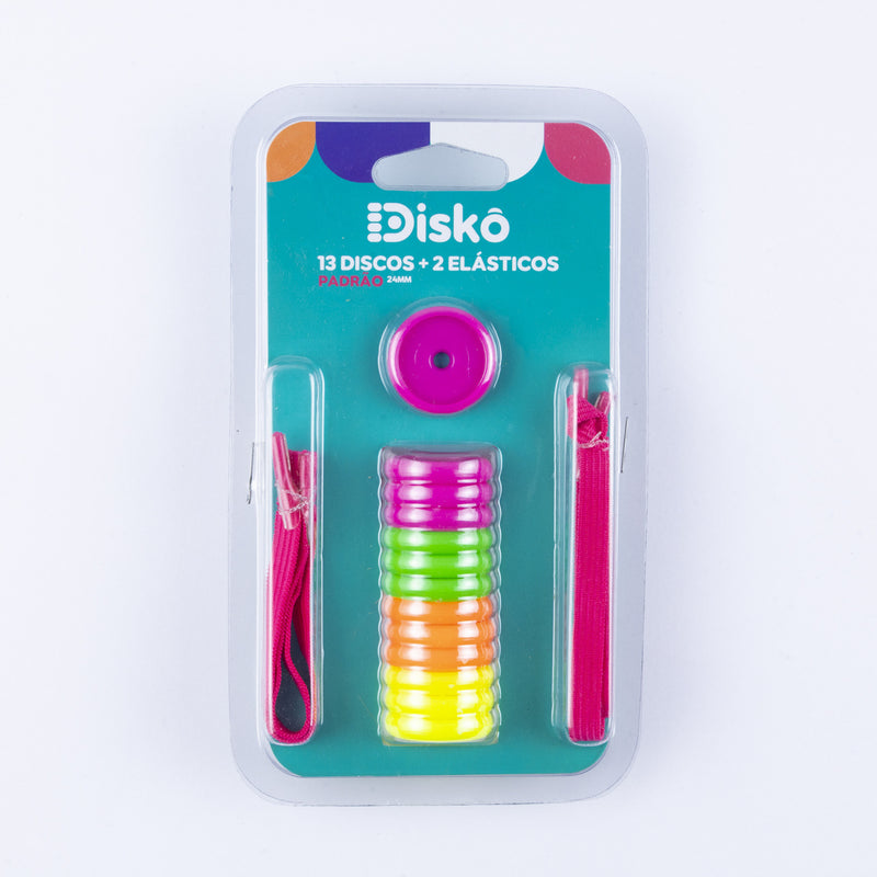 KIT 13 DISCOS + ELASTICO TONS NEON SOLIDO 24MM