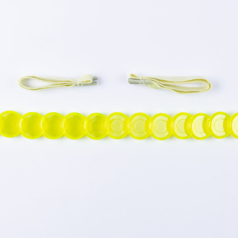 KIT 13 DISCOS + ELASTICO AMARELO TRANSLUCIDO NEON 24MM