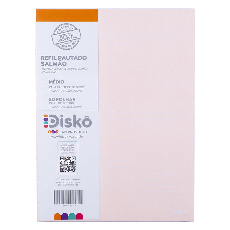 REFIL DISKÔ 50 FOLHAS COLOR SALMAO M