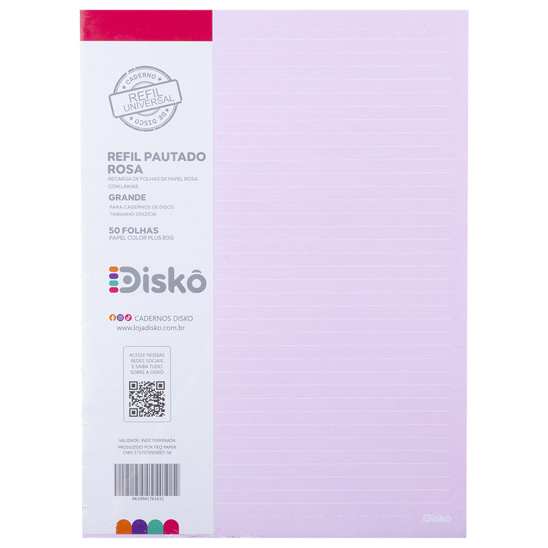 REFIL DISKÔ 50 FOLHAS COLOR ROSA G