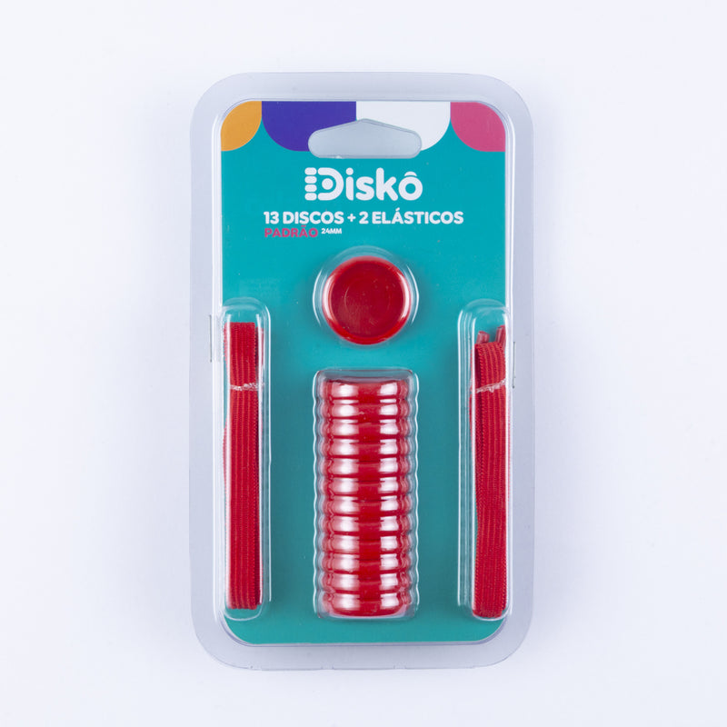 KIT 13 DISCOS + ELASTICO VERMELHO 24MM