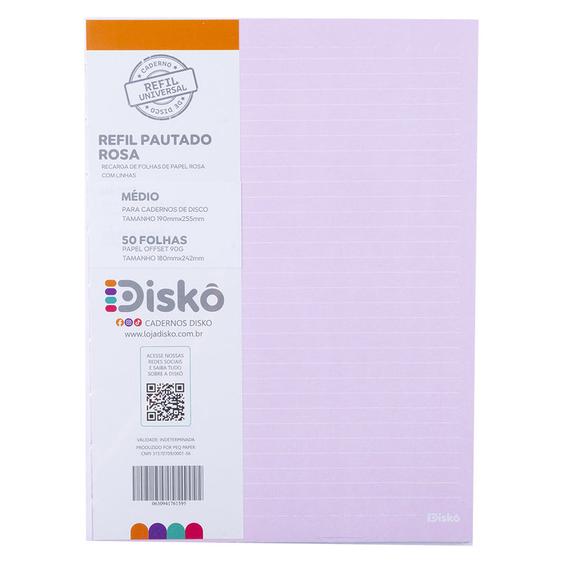 REFIL DISKÔ 50 FOLHAS COLOR ROSA M