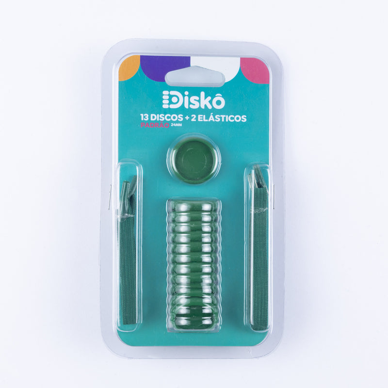 KIT 13 DISCOS + ELASTICO VERDE BANDEIRA 24MM