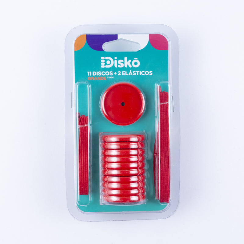 KIT 11 DISCOS + ELASTICO VERMELHO 35MM