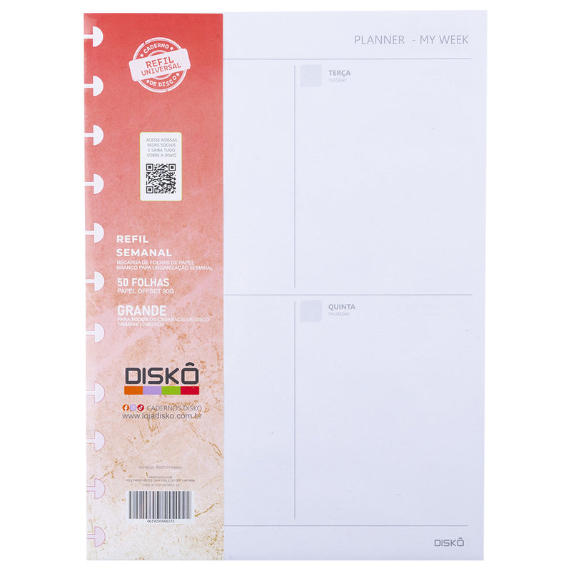 REFIL DISKÔ 50FLS PLANNER SEMANAL PB G