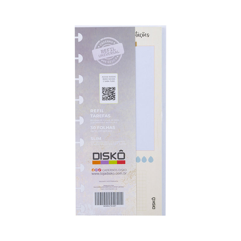 REFIL DISKÔ SLIM 30 FOLHAS ANOTACOES