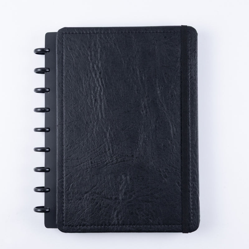 CADERNO DISKÔ COURO BLACK M