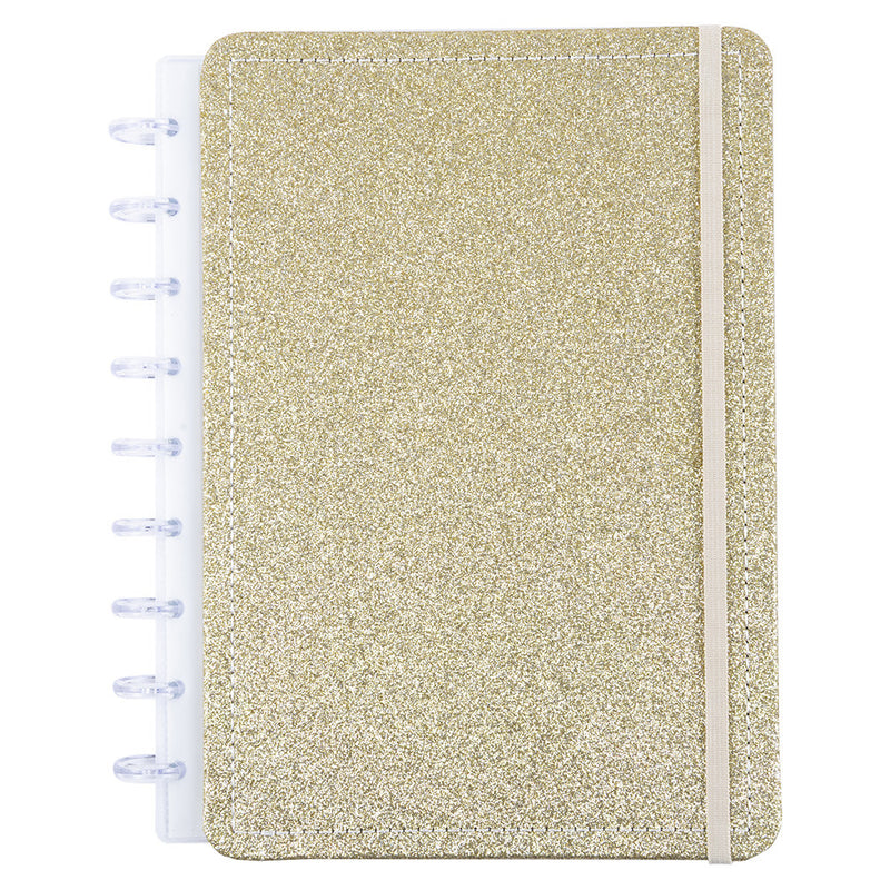 CADERNO DISKÔ SHINE DOURADO M
