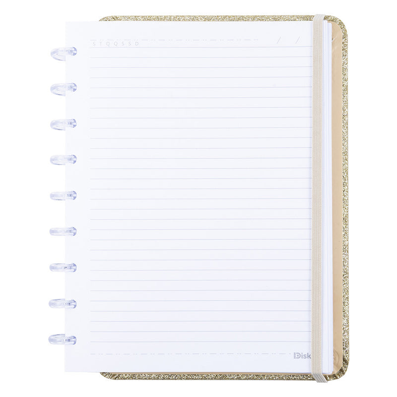 CADERNO DISKÔ SHINE DOURADO M
